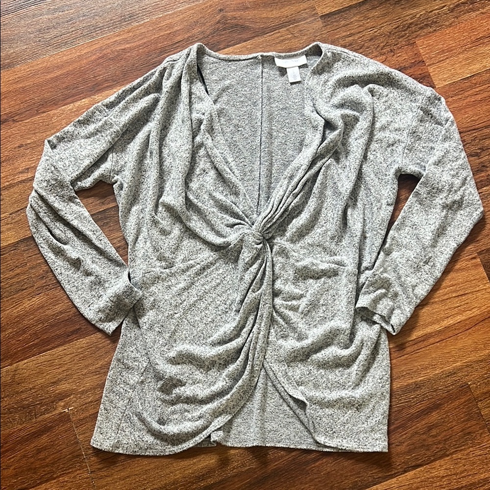 Motherhood Maternity Gray Twist Front Cardigan Sweater
